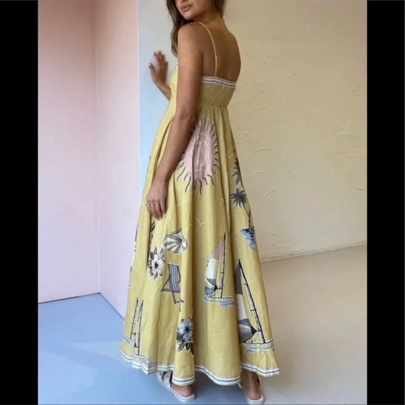 Soleil Shades Summer Sunset Maxi Dress Full A Line Lanon Cotton Long Maxi - Picture 5 of 9